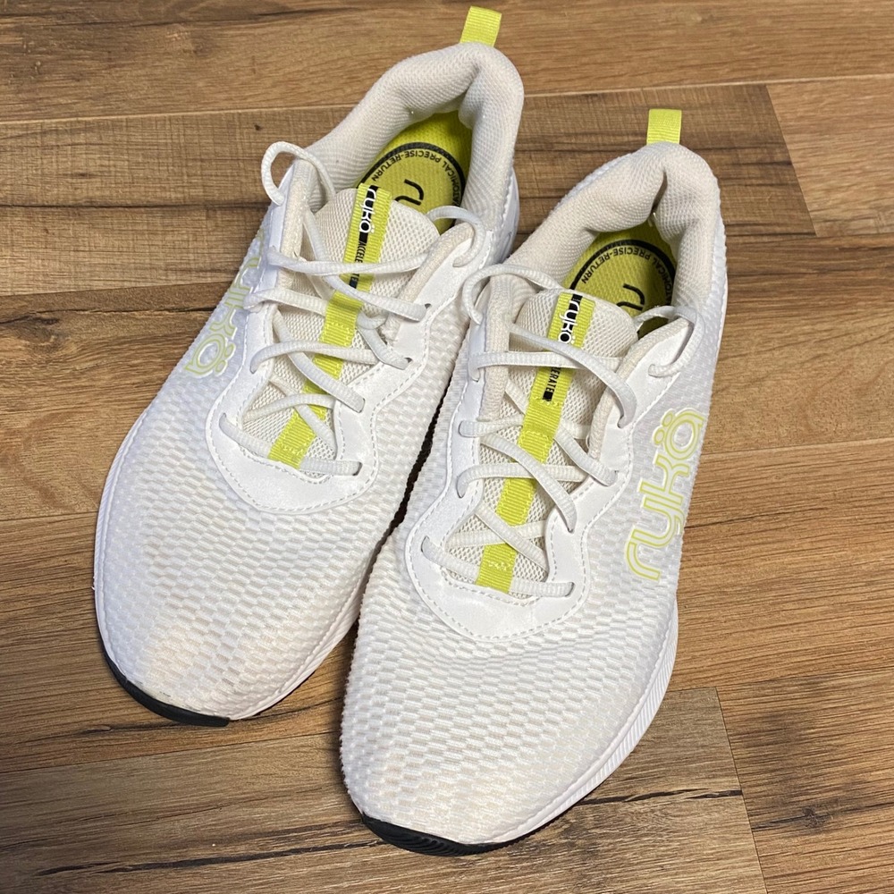 Ryka Accelerate Womens White Lime Green Walking Shoes Sneakers Size 9M